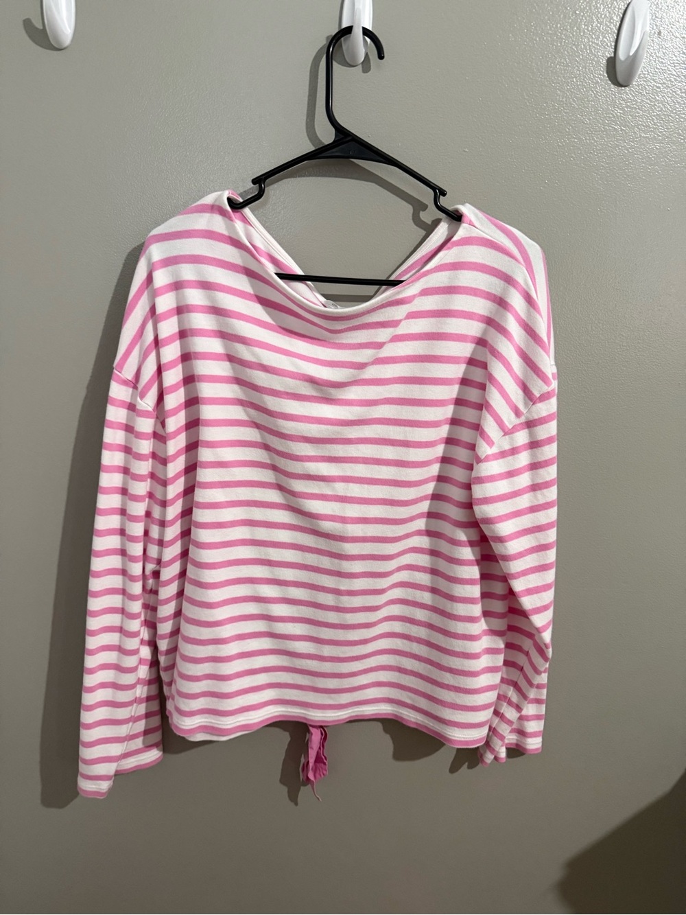 crown & ivy Pink and White Striped Off-Shoulder Sweater